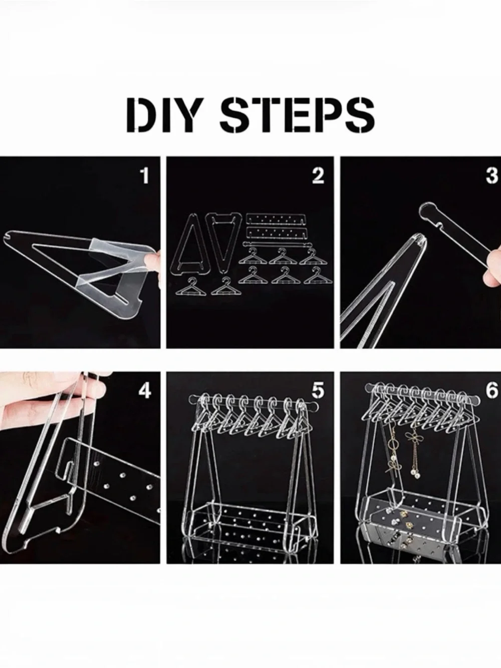 Clear Acrylic DIY Jewelry Organizer Stand NIP
